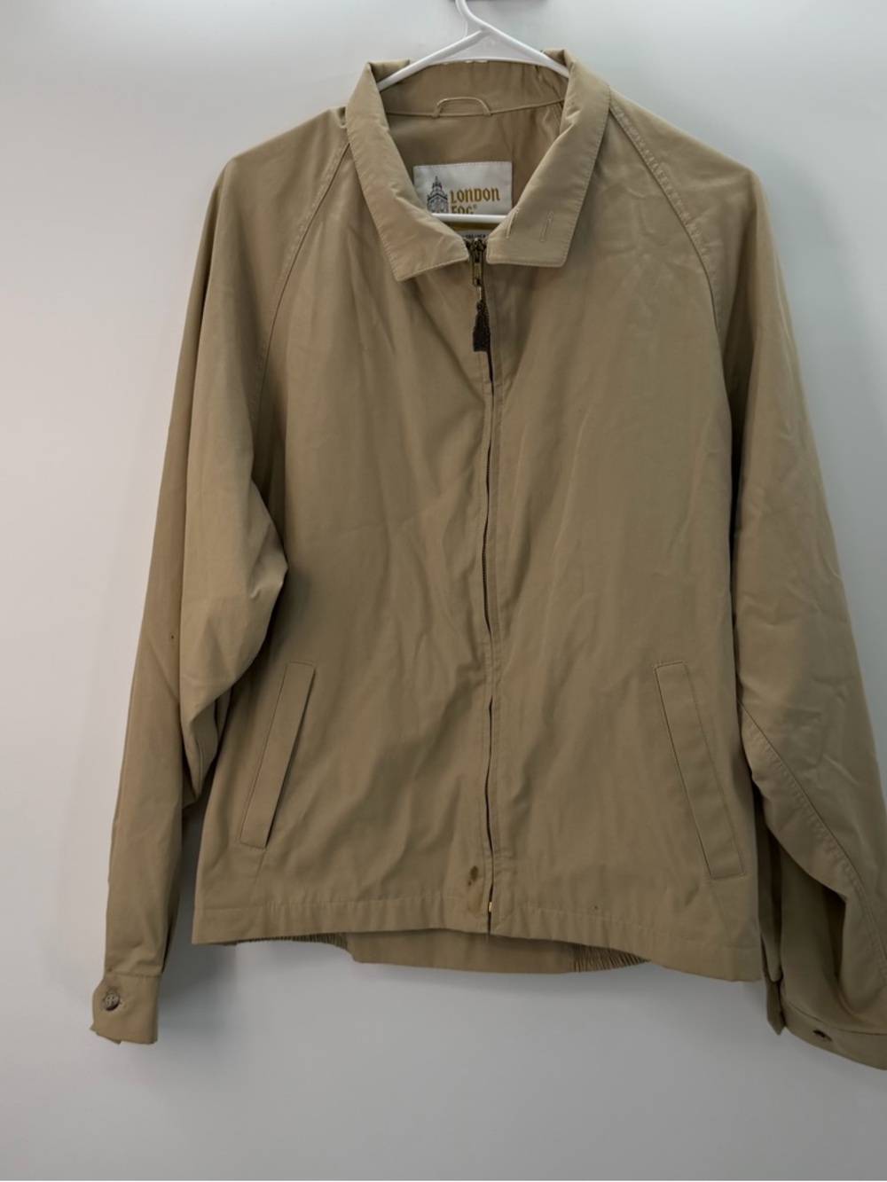 Vintage London Fog Khaki Zip Jacket 42 Long Made in Colombia